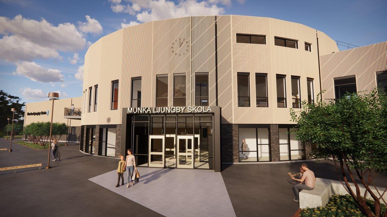 E - 4 HUVUDENTRÉ MOT SKYLT