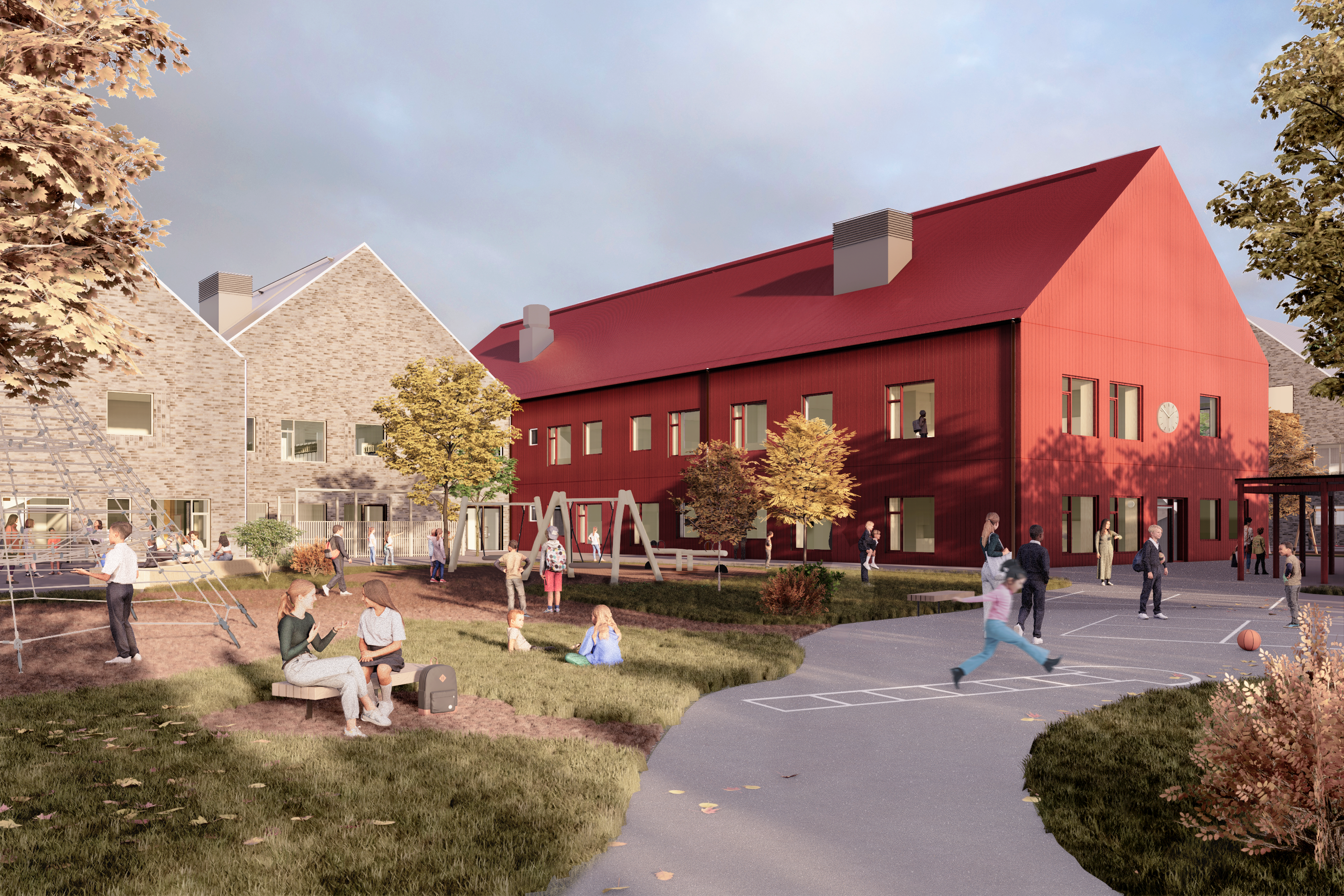 Henriksdalskolan gårdsvy Tengbom